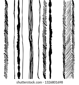 Pattern white and black grange brush line. Ink hand drawn texture. Print surface design.