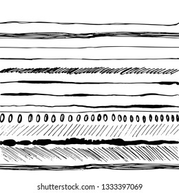 Pattern white and black grange brush line. Ink hand drawn texture. Print surface design.