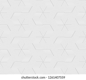 Pattern with white and black lines forming stylish ornamental backdrop. Seamless linear texture. Modern geometric background.
