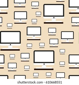 Pattern of white computer monitor on light background as wallpaper for websites, griffin and design.