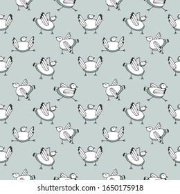 pattern white decorative seagulls on a blue background, line illustration vector, for wallpaper paper textile design
