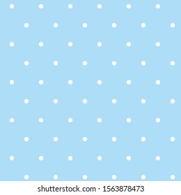 Pattern with white dots on a blue background. Vector idle ornament in shabby chic style