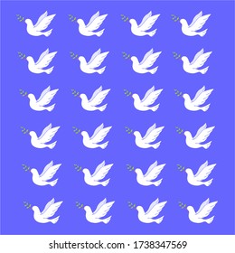 
pattern white doves of peace with twigs