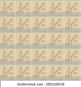 Pattern White flower and brown leaves on autumn background
Seamless plaid pattern