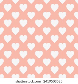 Muster mit weißen Herzen auf rosafarbenem Hintergrund. Style für Druck auf Stoff, Geschenkpackung, Web-Hintergründe, Schrottbuchung, Vektorgrafik Nahtloser Hintergrund