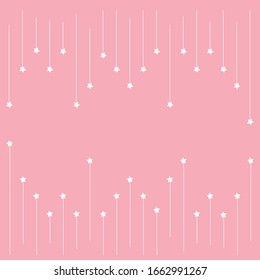 Pattern of white line and star on pink background. concept of shooting star or sky of love.