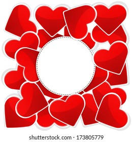Pattern of white paper with red hearts
