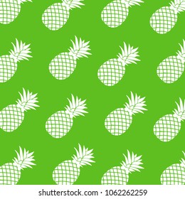 Pattern of white pineapple on green. design graphic. over green background
