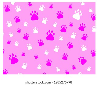 pattern of white and pink footprints on a pink background