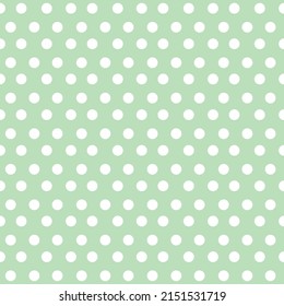 Pattern with white polka dots on light green background.
