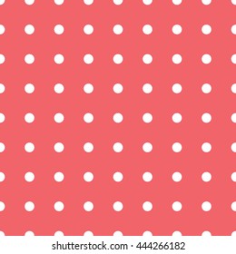 Pattern with white polka dots on pink background