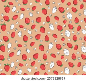 pattern white and red strawberries