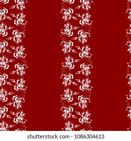 Pattern white roses on the burgundy background.