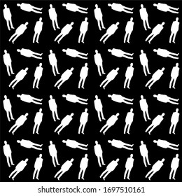 pattern white silhouette man suit black background