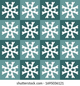 pattern white snowflake square blue