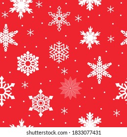 
patrón de copos de nieve blancos sobre un fondo rojo