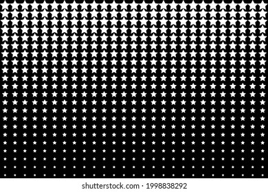 pattern with white stars pattern on black background. Line drawing style. Vector illustration. Stock image.