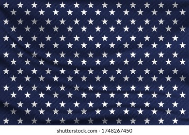 Pattern with white stars on the blue fabric. American flag concept. Vector illustration.