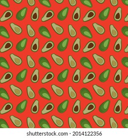 Pattern with whole and half avocado
