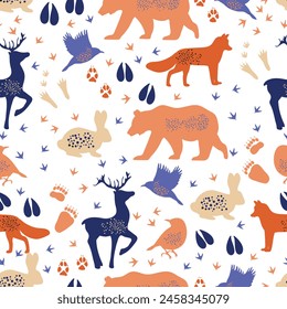 Pattern Wild Animal Paw Tracks Footprints Traces