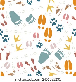 Pattern Wild Animals Paw Tracks Footprints Traces
