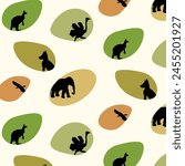 Pattern with wild animals.Vector seamless pattern with wild animals in multi-colored ovals.