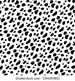 pattern wild dalmatian leopard, black and white. Simple seamless pattern for background, wrapping paper, fabric, fashion, surface design, web banners, printed materials, textile, web sites 