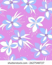padrão com flores selvagens de diferentes tamanhos arte para tatuagem, tecidos, lembranças, embalagem, cartões de saudação e scrapbooking
