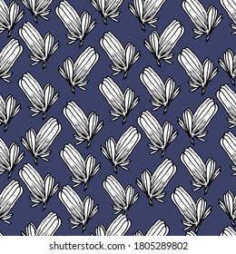 Muster mit wilden Sommerblumen. Glockenblume. Blumenhintergrund mit zarten, schönen Sommerblumen. Dekorative Blume verschiedener Formen. Für Textilien, Tapeten, Banner, Design. Stockgrafiken.
