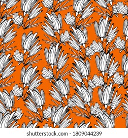 Pattern with wild, summer flowers. Bell flower. Floral background with delicate beautiful summer flowers. Decorative flower of various shapes. For textiles, wallpaper, banners, design. Stock graphics.