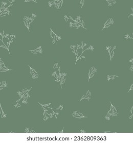 A pattern of wildflowers. Wildflowers drawn in one line. Vector graphics
