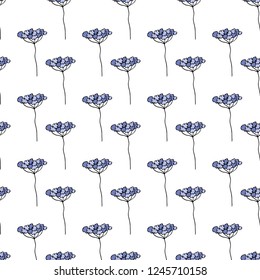 Pattern of wildflowers. Postcard, greeting card, invitation card. Wallpaper, fabric.
