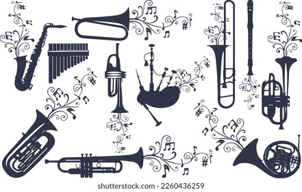 pattern of wind musical instruments background