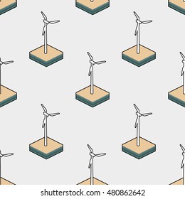 Pattern of Wind turbine. Green energy. Renewable energy. background vector. Pattern can be used for wallpaper, cover fills, web page background, surface textures. Vector linen texture.