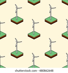Pattern of Wind turbine. Green energy. Renewable energy. background vector. Pattern can be used for wallpaper, cover fills, web page background, surface textures. Vector linen texture.