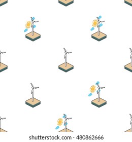 Pattern of Wind turbine. Green energy. Renewable energy. background vector. Pattern can be used for wallpaper, cover fills, web page background, surface textures. Vector linen texture.
