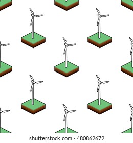 Pattern of Wind turbine. Green energy. Renewable energy. background vector. Pattern can be used for wallpaper, cover fills, web page background, surface textures. Vector linen texture.