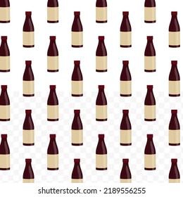 Pattern Of Wine Bottle In Transparent Background (PNG) With Mini Doodle (icons). Vector Illustration