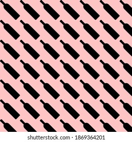 Pattern of wine bottles on a pink background, can be used as a background