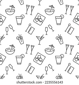 Pattern of wine, champaign, cocktail, whiskey made of various line icons. Perfect for web sites, wrapping, printing on different covers 