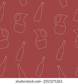 Pattern with wine glasses and bottle. Wine concept. Weekends and chill concept.