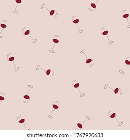 Pattern with wine glasses, can be used for wine tasting or for bachelorette party, vector illustration in sketch style