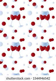 Pattern with wine glasses isolated on a white background.