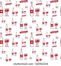 pattern with the wine, Valentine's Day