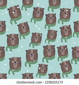 pattern of winter bears in a scarf