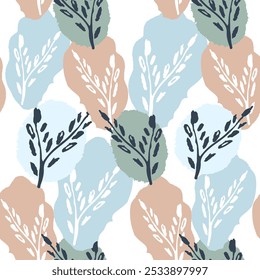 Pattern of winter colors and bushes, knit like, vector, hand draw, artistic. New fresh style