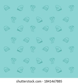 Pattern of Winter hats line art in vector. Wintertime conceptual