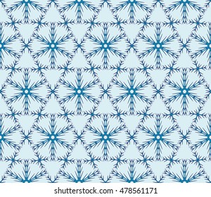 pattern of winter snowflakes. New year series. Blue color. Seamless vector illustration. For the design, printing and presentations.