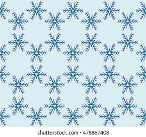 pattern of winter snowflakes. New year series. Blue color. Seamless vector illustration. For the design, printing and presentations.