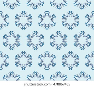 pattern of winter snowflakes. New year series. Blue color. Seamless vector illustration. For the design, printing and presentations.